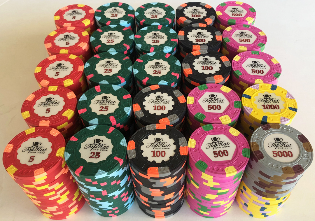 NEW  **VERY RARE** 10 Paulson Classics Top Hat & Cane $25 Casino Poker Chips 